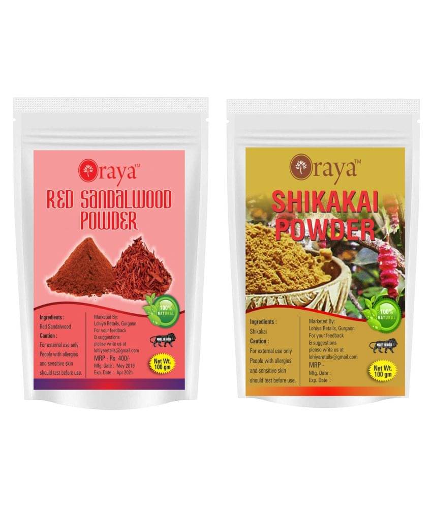     			ORAYA 100% Pure Red Sandalwood Powder And Shikakai Powder Face Pack 200 gm Pack of 2