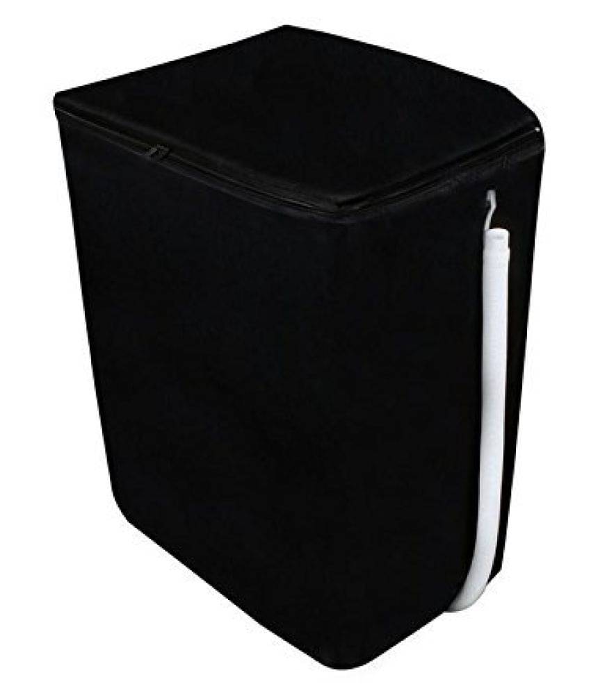 Single Polyester Blend Black Washing Machine Cover for Universal 6 kg SemiAutomatic Single Polyester Blend Black Washing Machine Cover for Universal 6 kg SemiAutomatic