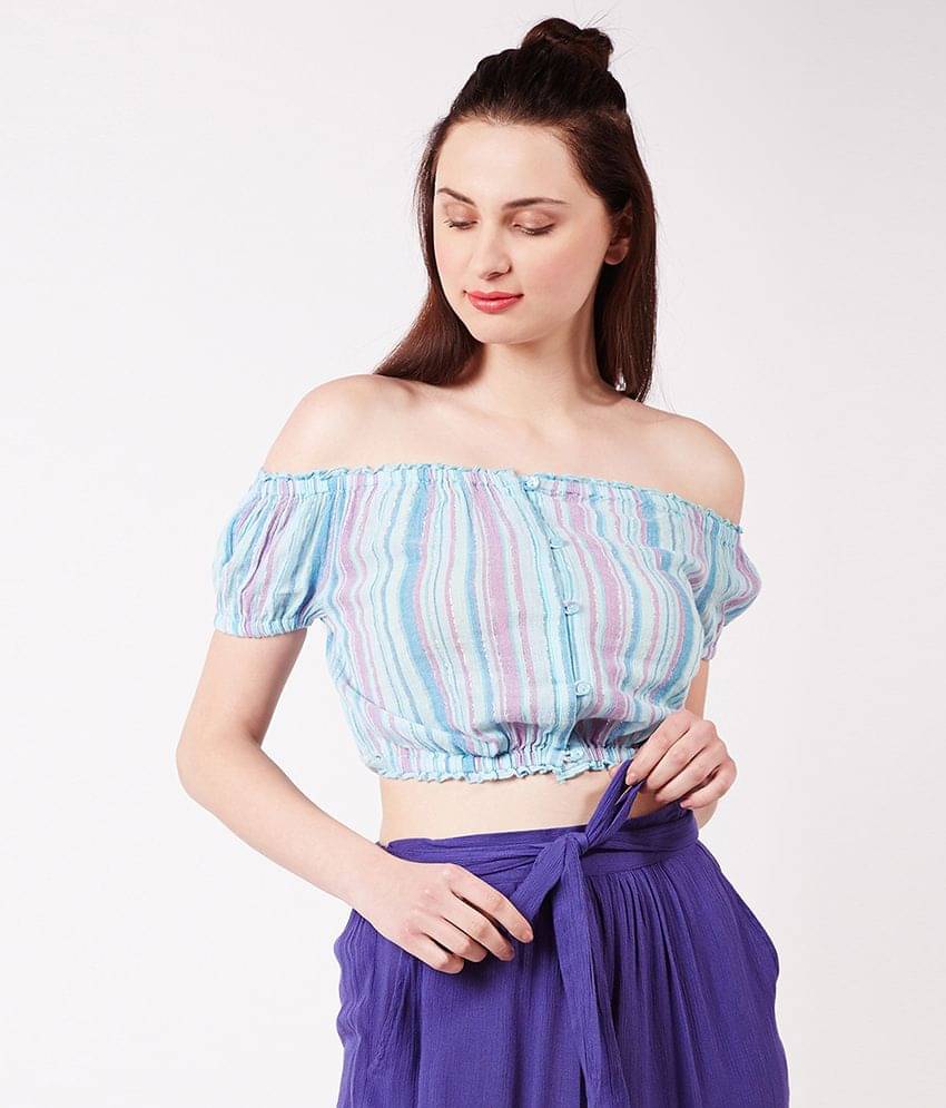Oxolloxo Women's Cotton Crop Top ( Multicolor ) Oxolloxo Women's Cotton Crop Top ( Multicolor )