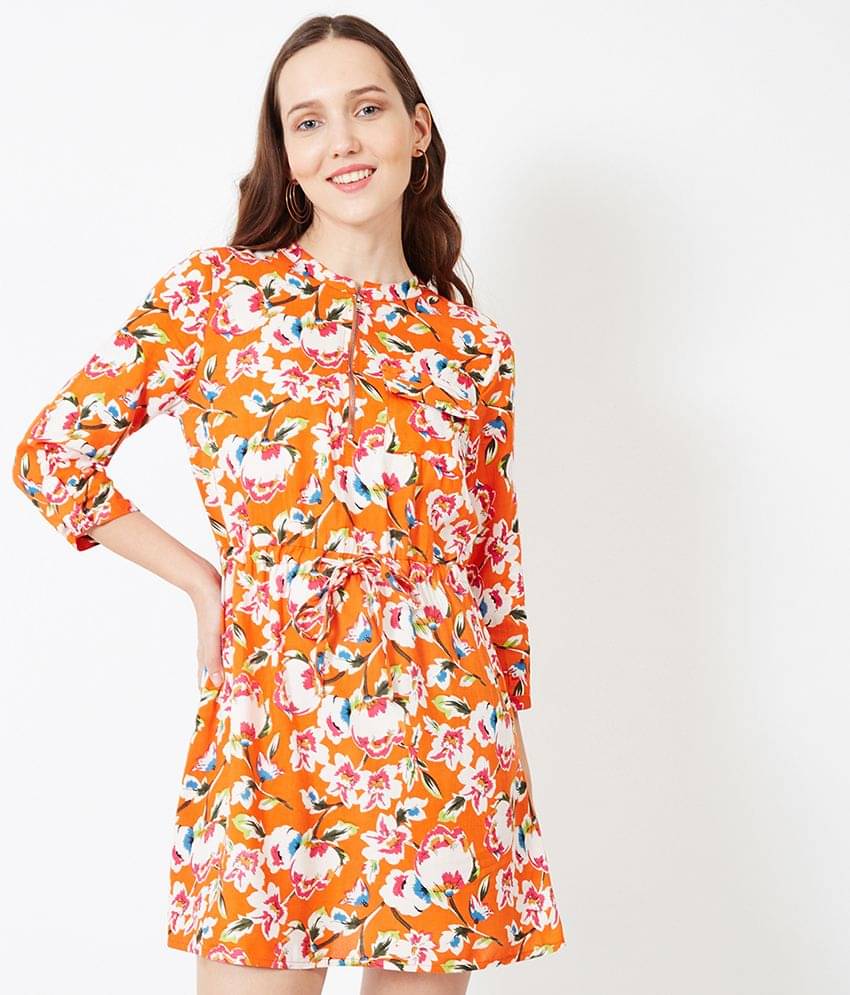     			Oxolloxo Women Viscose A-line Dress ( Multi Color )