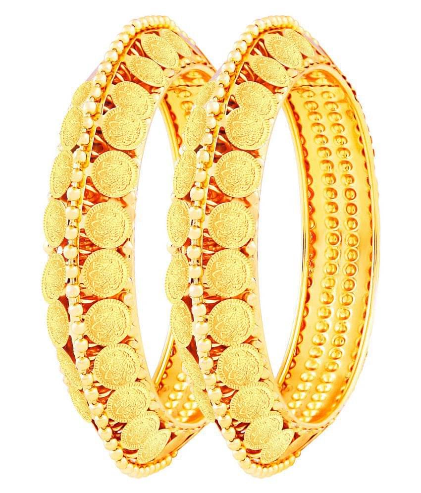 Asmitta Youthful Laxmi Coin Gold Plated Bangle Set For Women Asmitta Youthful Laxmi Coin Gold Plated Bangle Set For Women