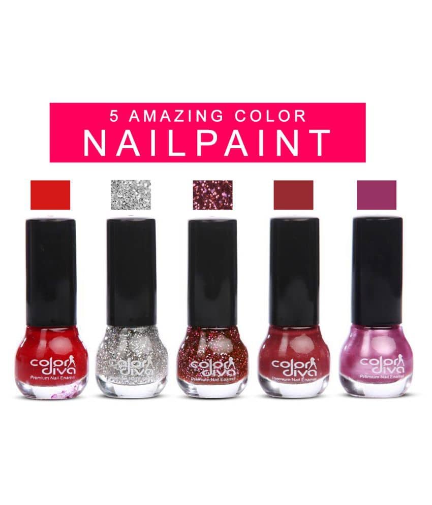 Color Diva Amazing Nail Polish Multicolor Natural Pack of 5 5 mL