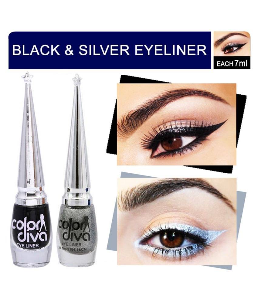     			Color Diva Liquid Eyeliner Black & Silver Pack of 2 14 mL