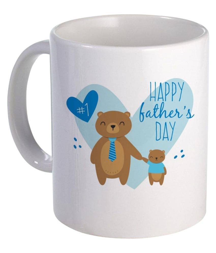     			COLOR YARD best happy fathers day with heart design on white Ceramic Coffee Mug 1 Pcs 325 mL