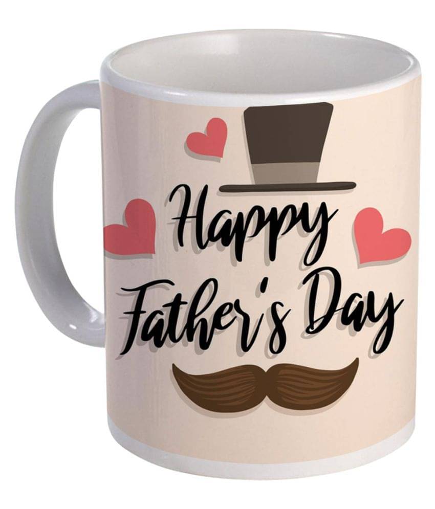     			COLOR YARD best happy fathers day with small red heart design Ceramic Coffee Mug 1 Pcs 325 mL