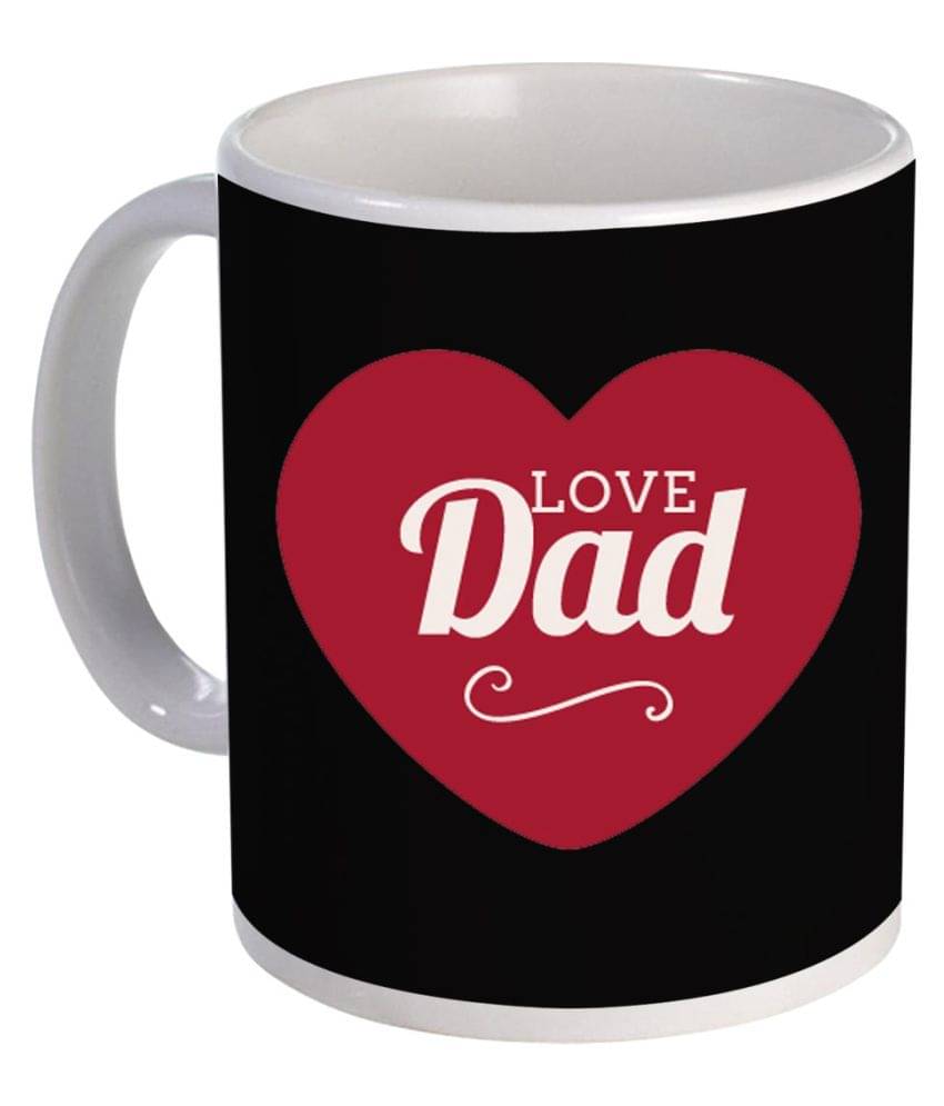    			COLOR YARD best love dad with red heart design on white Ceramic Coffee Mug 1 Pcs 325 mL