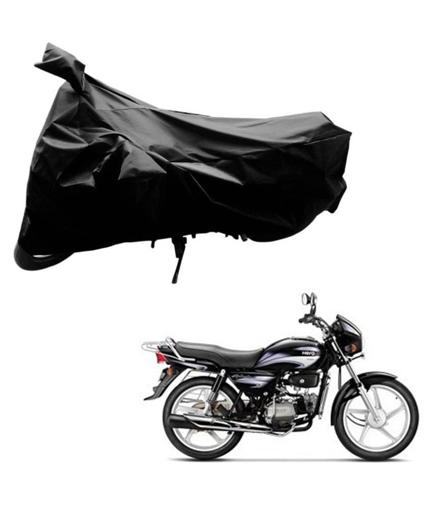     			AutoRetail Dust Proof Two Wheeler Polyster Cover for Hero Splendor Plus (Mirror Pocket, Black Color)