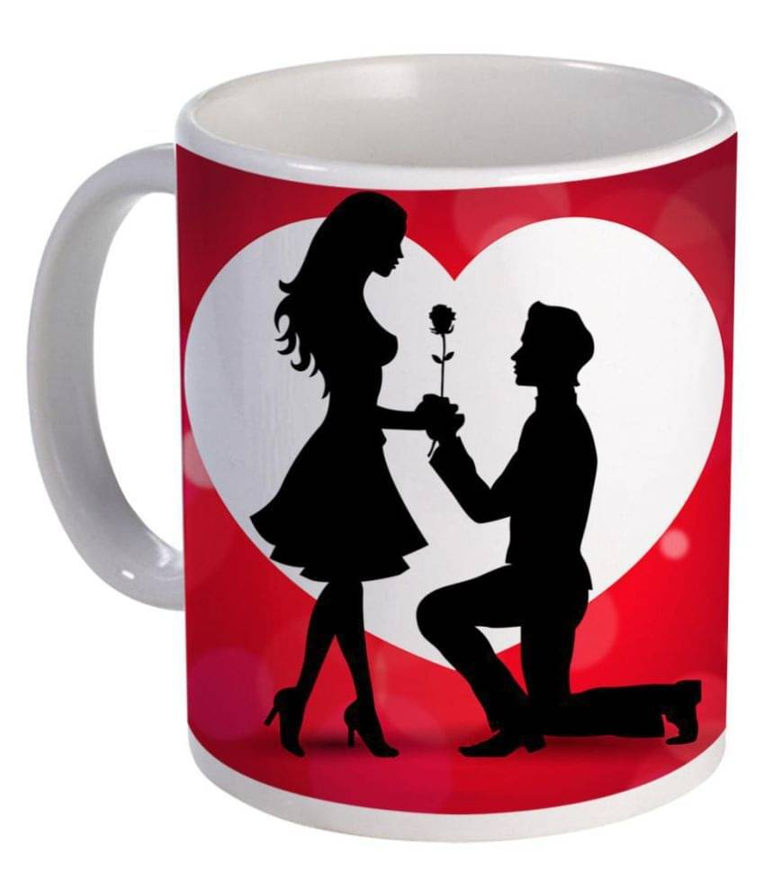     			COLOR YARD best propose day valentine day gift printed Ceramic Coffee Mug 1 Pcs 325 mL