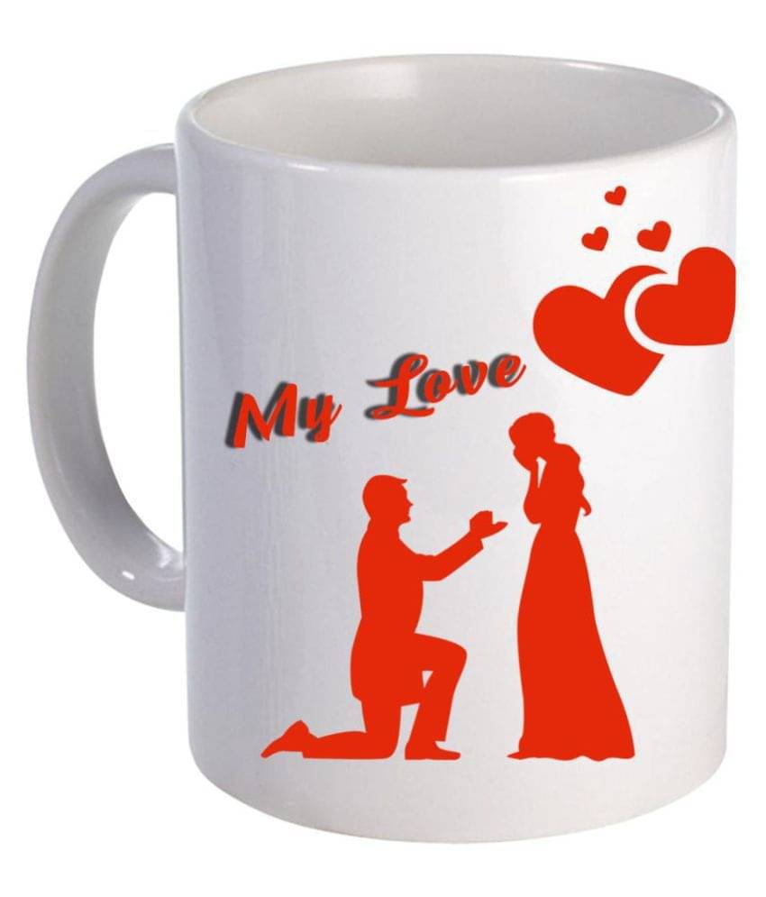     			COLOR YARD my love, boy propose on happy valentine printed Ceramic Coffee Mug 1 Pcs 325 mL