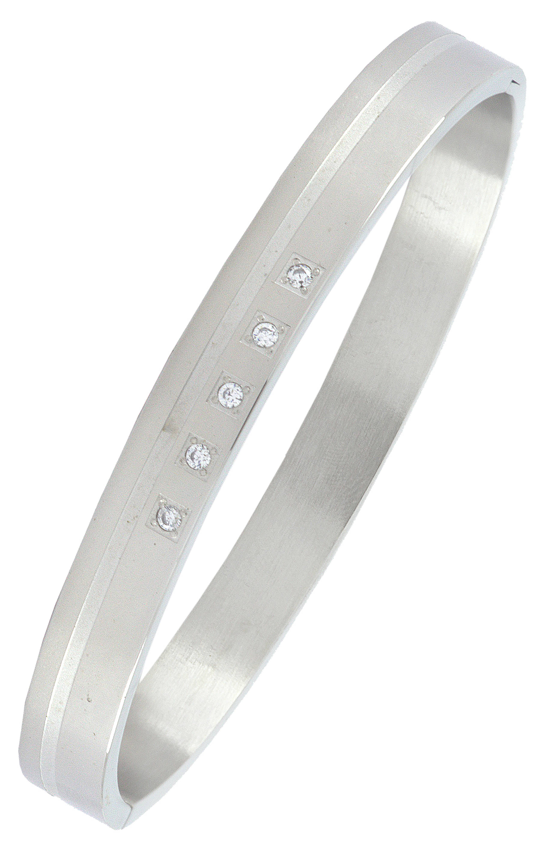 The Jewelbox Classic American Diamond Surgical Stainless Steel Openable Kada Bangle Bracelet The Jewelbox Classic American Diamond Surgical Stainless Steel Openable Kada Bangle Bracelet