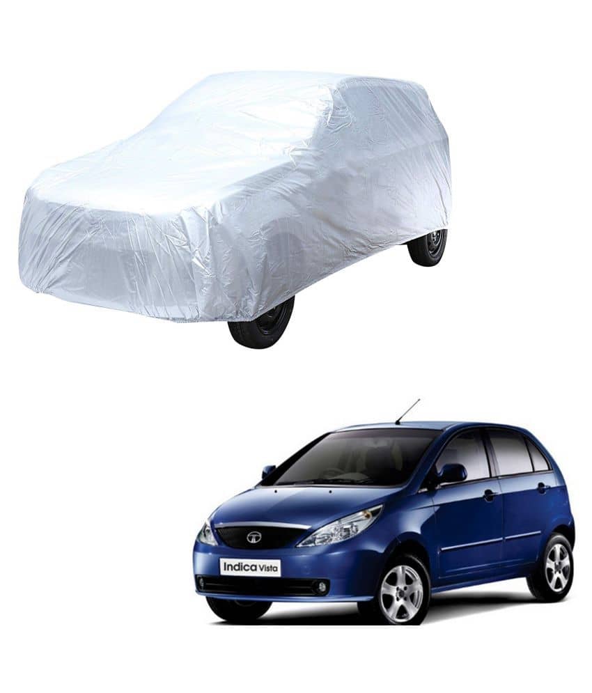 Autoretail Silver Color Dust Proof Car Body Polyster Cover Without Mirror Pocket Polyster For Tata Indica Vista