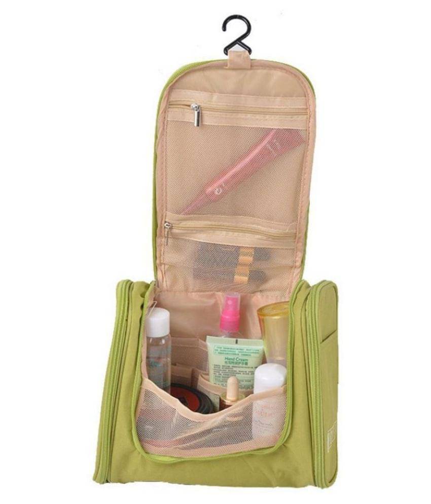     			House Of Quirk Green Toiletry Bag with Hanging Hook