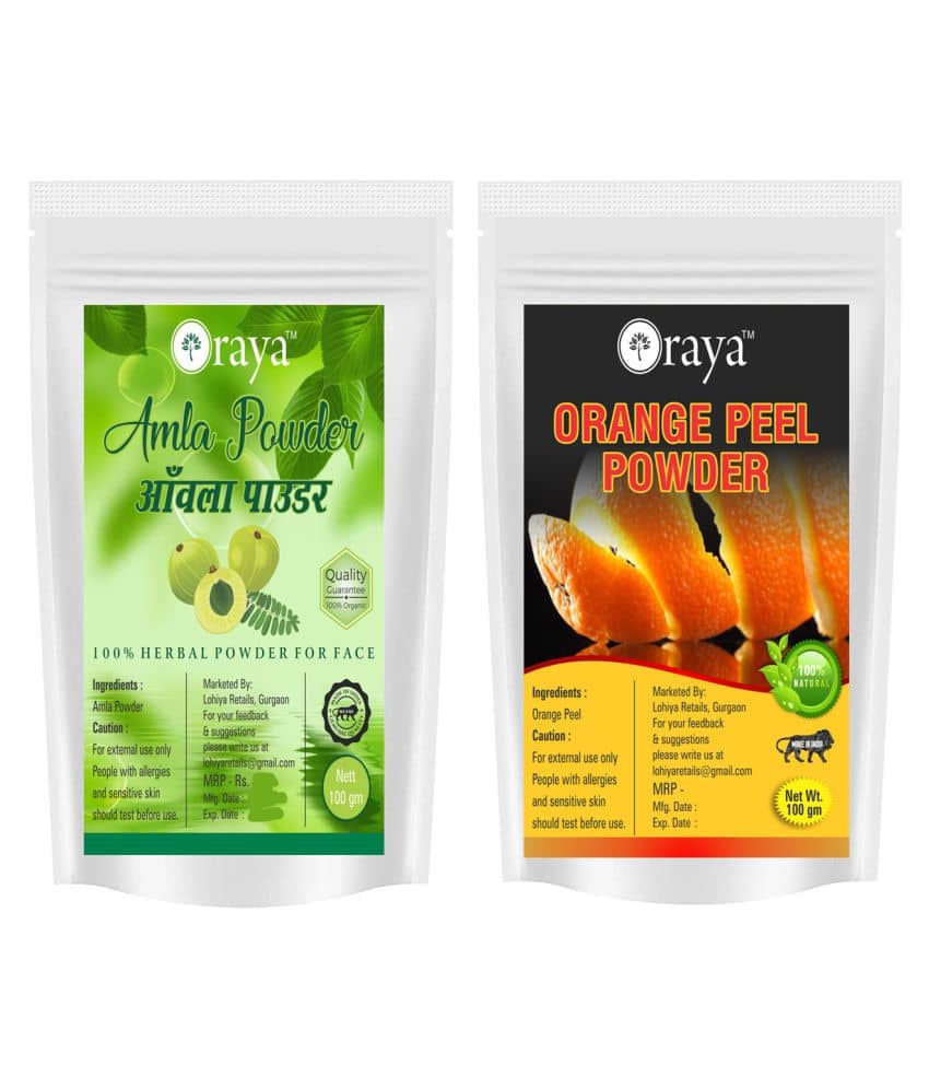 ORAYA 100% Pure Amla Powder And Orange Peel Powder For Skin Face Pack 200 gm Pack of 2
