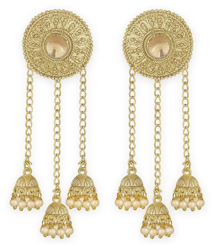     			Spargz Round Alloy Gold Plated Synthetic Stone Dangler Earring For Women