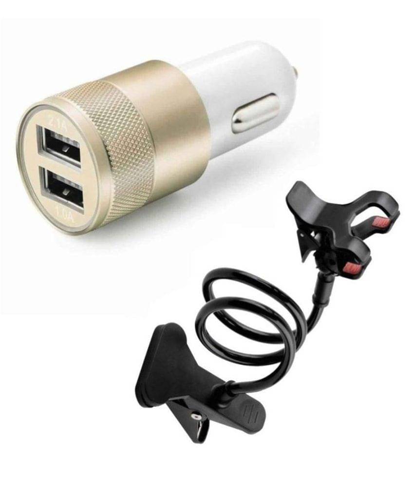 Cospex Car Mobile Charger 2 Port With lazy Mobile Phone Flexible Holder Multicolour Cospex Car Mobile Charger 2 Port With lazy Mobile Phone Flexible Holder Multicolour