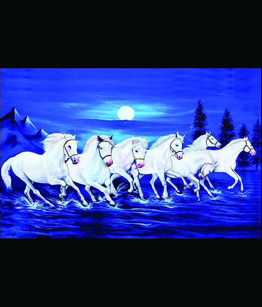 galaxy wooden art gallery White Horses Image Animals Sticker ( 30 x 45 cms )