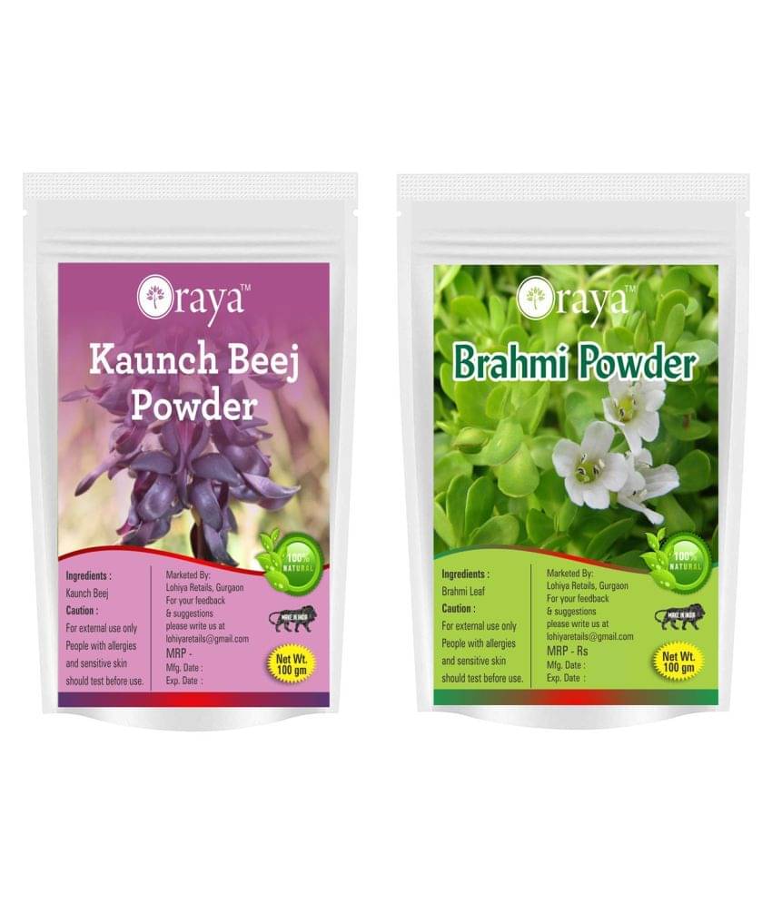     			ORAYA 100% Pure Kaunch Beej Powder And Brahmi Leaf Powder Face Pack 200 gm Pack of 2