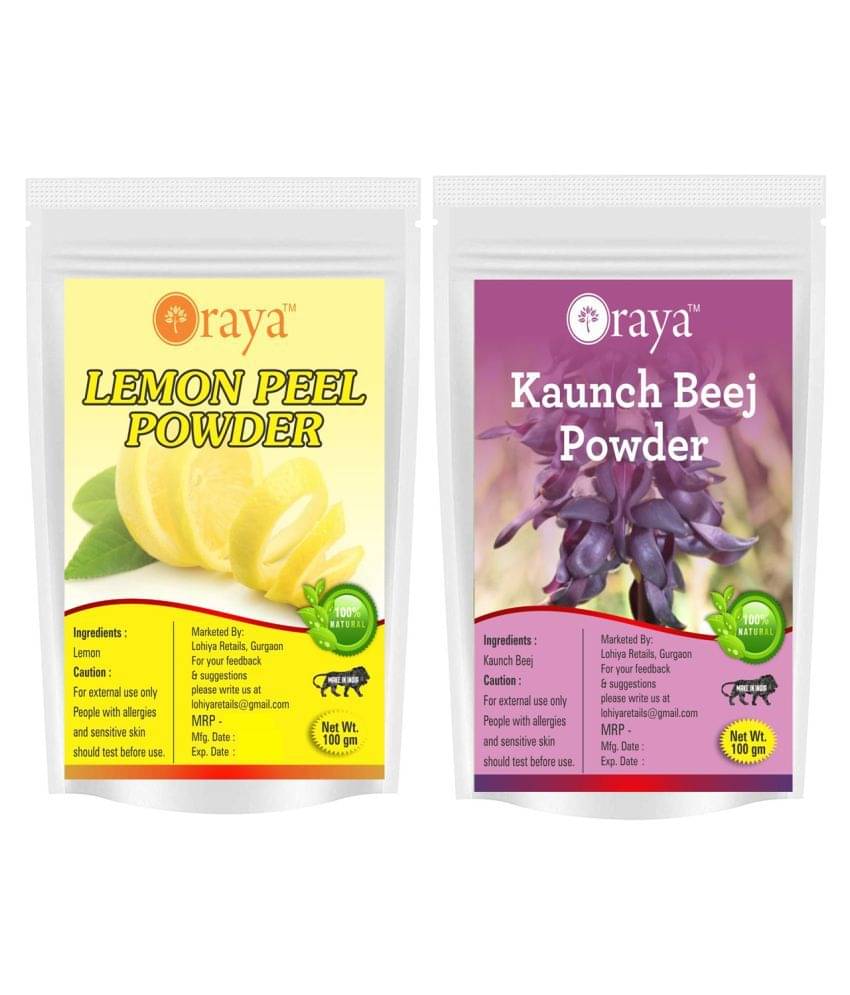 ORAYA 100% Pure Lemon Peel Powder And Kaunch Beej Powder Face Pack 200 gm Pack of 2 ORAYA 100% Pure Lemon Peel Powder And Kaunch Beej Powder Face Pack 200 gm Pack of 2