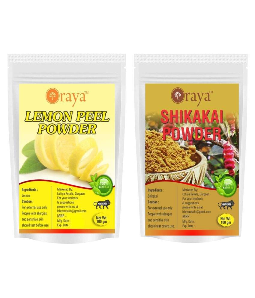 ORAYA 100% Pure Lemon Peel Powder And Shikakai Powder Face Pack 200 gm Pack of 2 ORAYA 100% Pure Lemon Peel Powder And Shikakai Powder Face Pack 200 gm Pack of 2