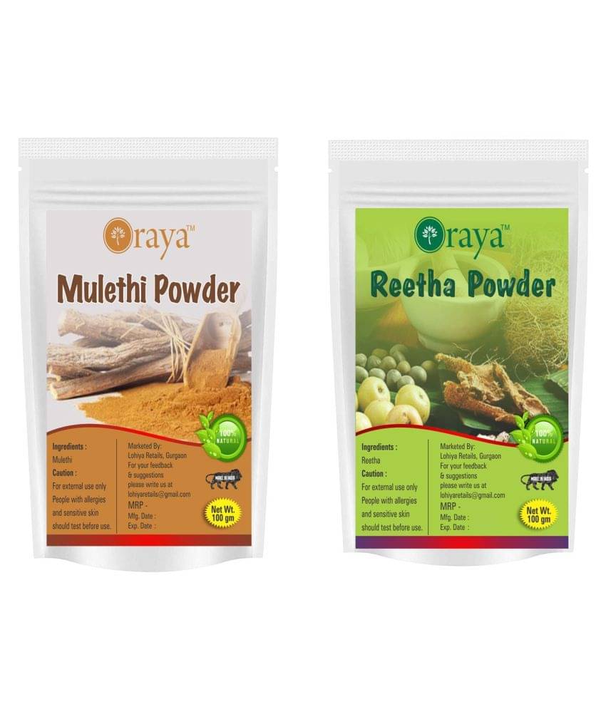     			ORAYA 100% Pure Mulethi(Licorice) Powder And Retha Powder Face Pack 200 gm Pack of 2