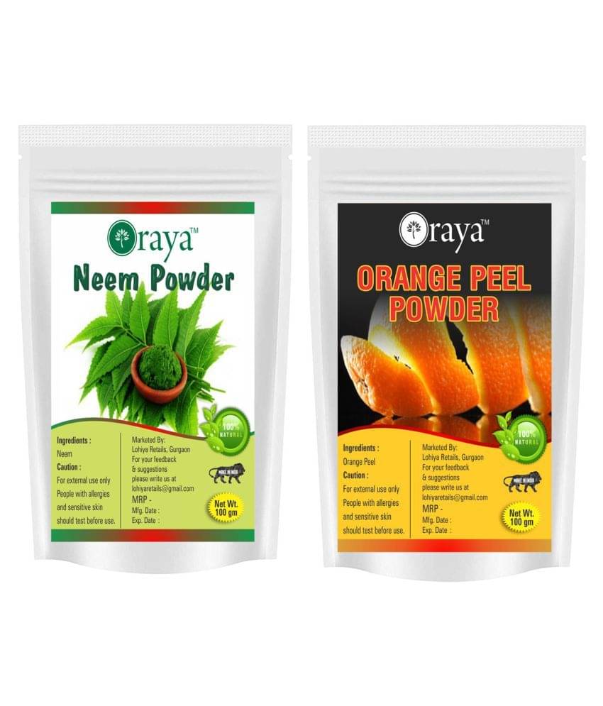 ORAYA 100% Pure Neem Powder And Orange Peel Powder Face Pack 200 gm Pack of 2 ORAYA 100% Pure Neem Powder And Orange Peel Powder Face Pack 200 gm Pack of 2