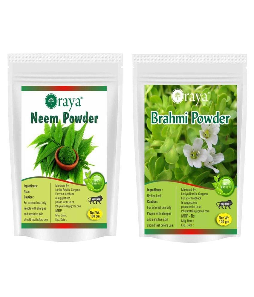     			ORAYA 100% Pure Neem Powder And Brahmi Leaf Powder Face Pack 200 gm Pack of 2