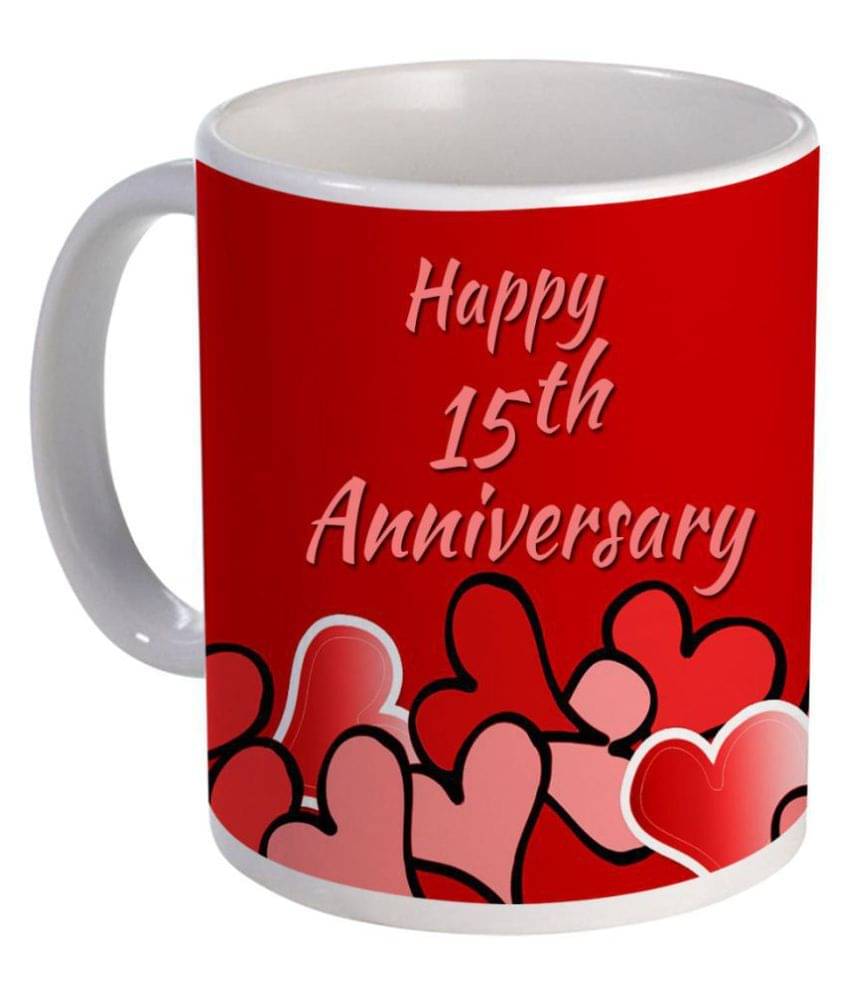     			COLOR YARD best happy 15th Anniversary design printed on Ceramic Coffee Mug 1 Pcs 325 mL