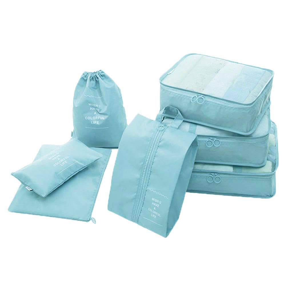 House Of Quirk Blue 7 Set Travel Organizer Bag