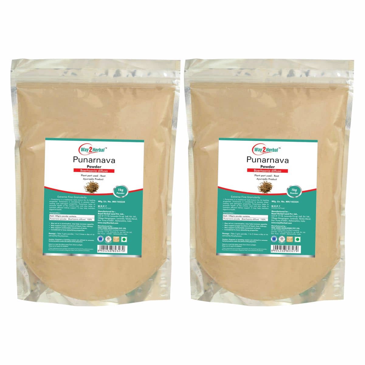 Way2Herbal Punarnava Powder 1 kg Pack of 2