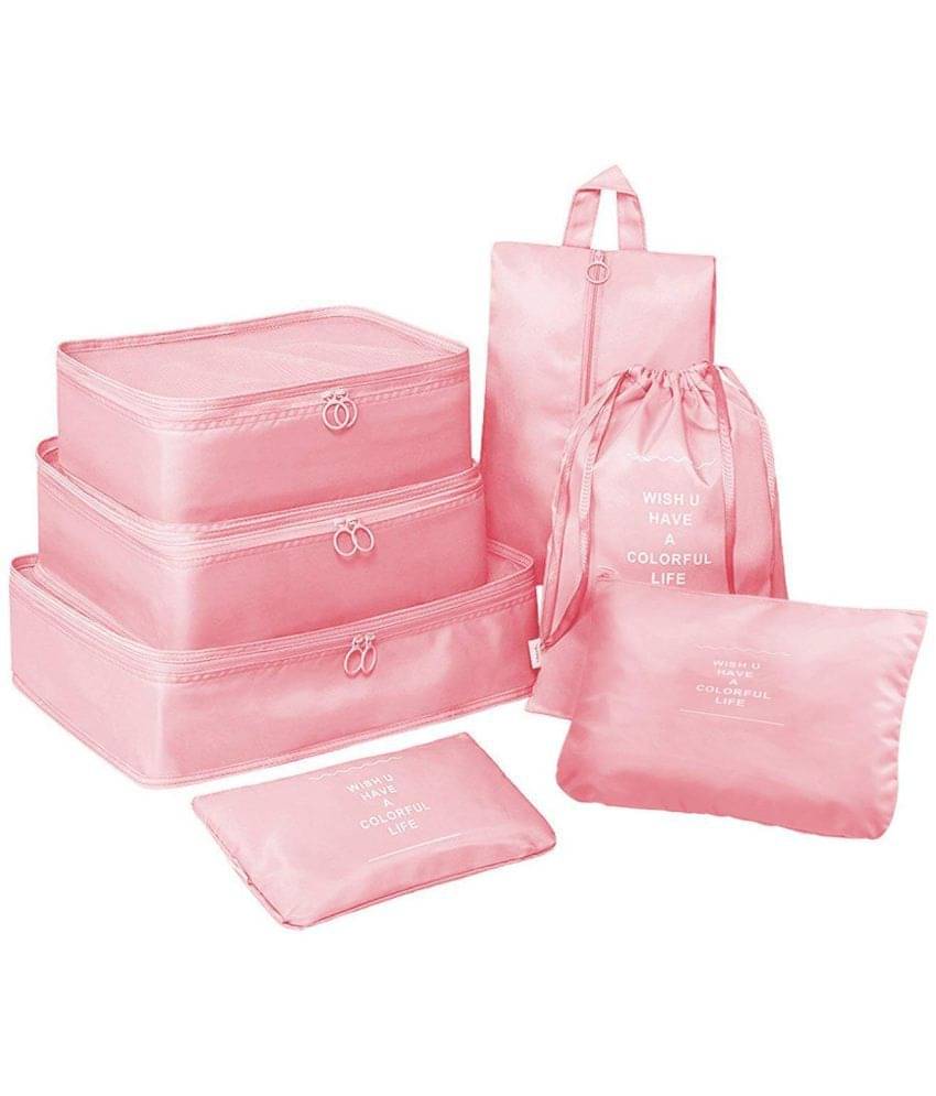     			House Of Quirk Pink 7 PieceTravel Organizer Bag Premium Quality