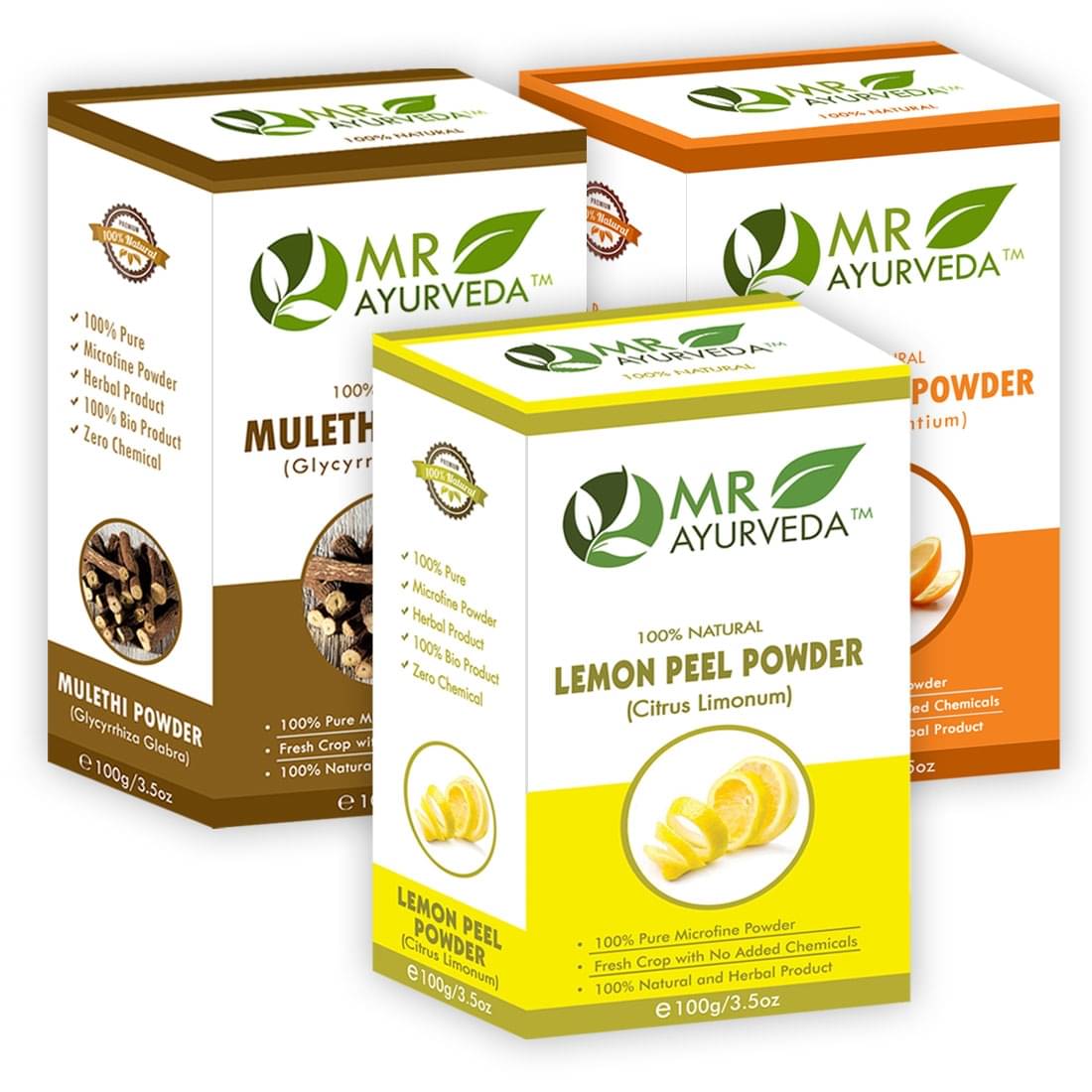MR Ayurveda Mulethi Powder, Orange Powder & Lemon Peel Powder Face Pack Masks 300 gm Pack of 3 MR Ayurveda Mulethi Powder, Orange Powder & Lemon Peel Powder Face Pack Masks 300 gm Pack of 3