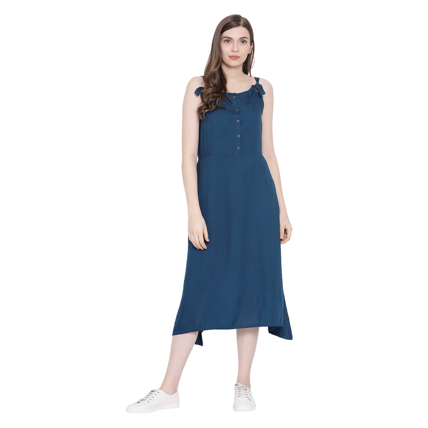     			Purys Women Rayon A-line Dress ( Blue )