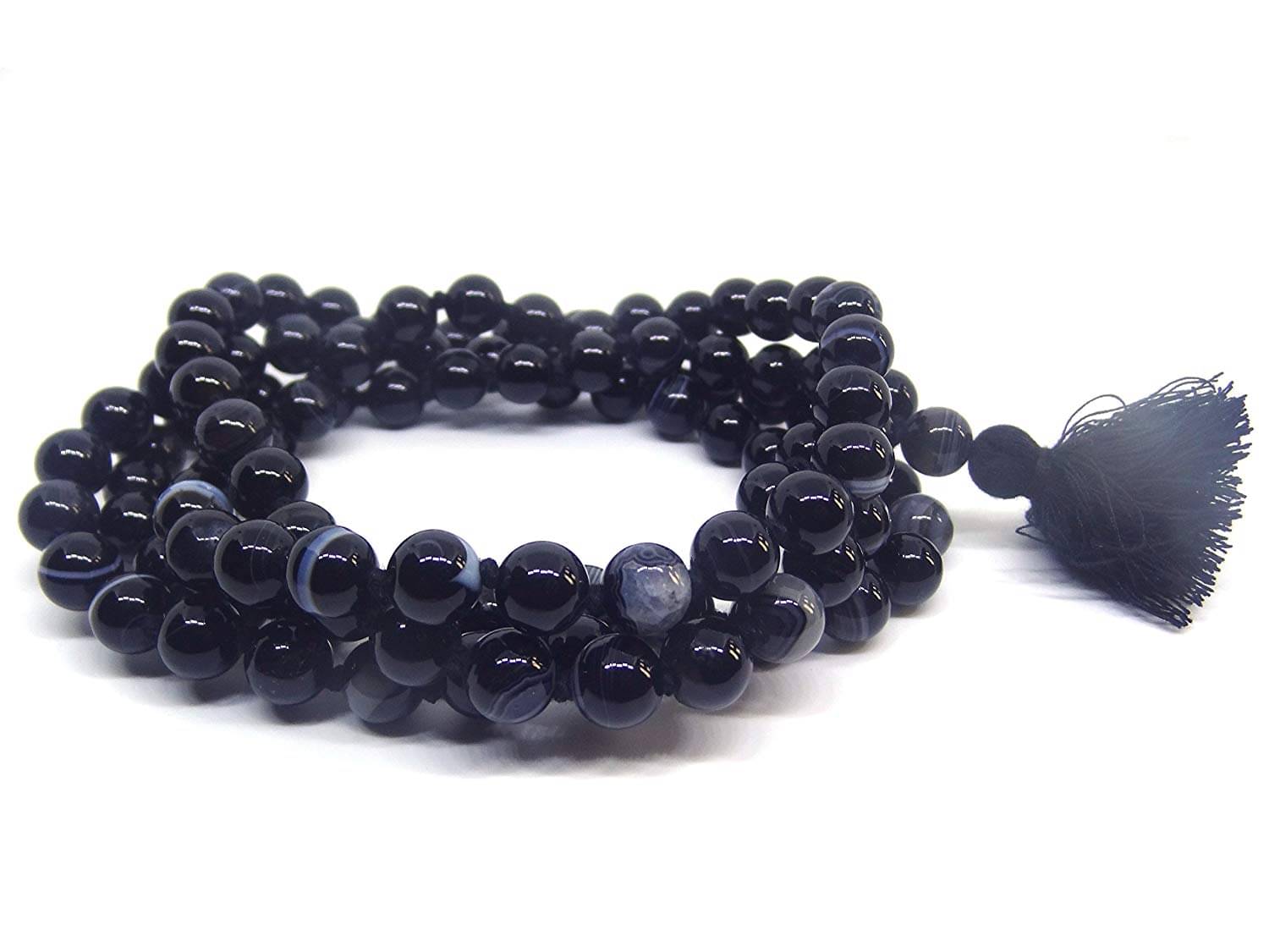 108+1 beads Black Agate/Kali Hakik Mala     			108+1 beads Black Agate/Kali Hakik Mala