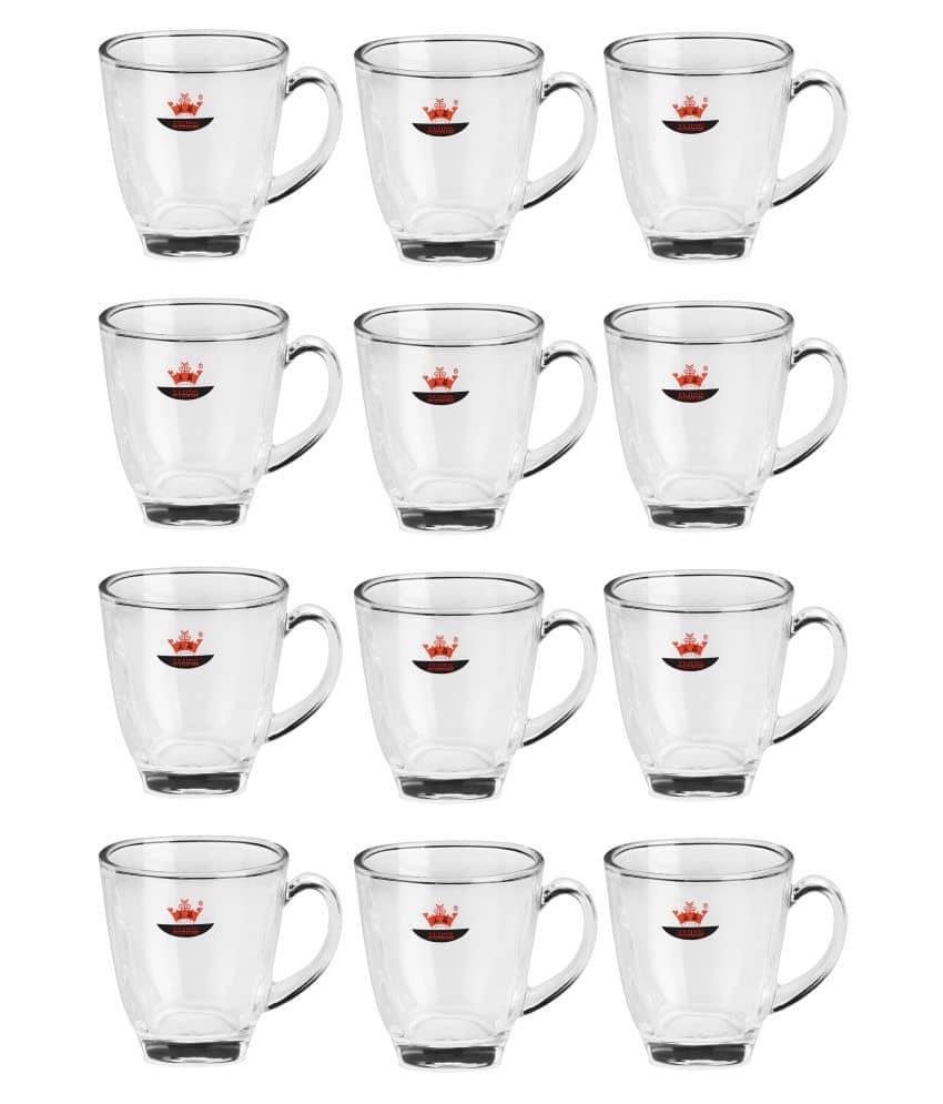 Somil Glass Tea Cup, Transparent, Pack Of 12, 180 ml