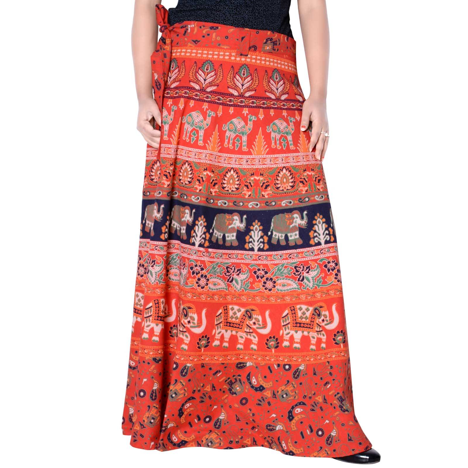 Sttoffa Cotton Wrap Skirt - Orange     			Sttoffa Cotton Wrap Skirt - Orange