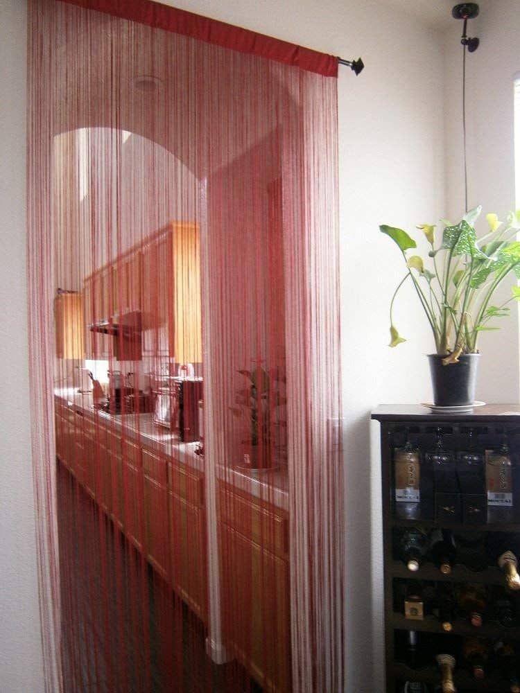 YUTIRITI Set of 2 Door Ring Rod Polyester Curtains Red