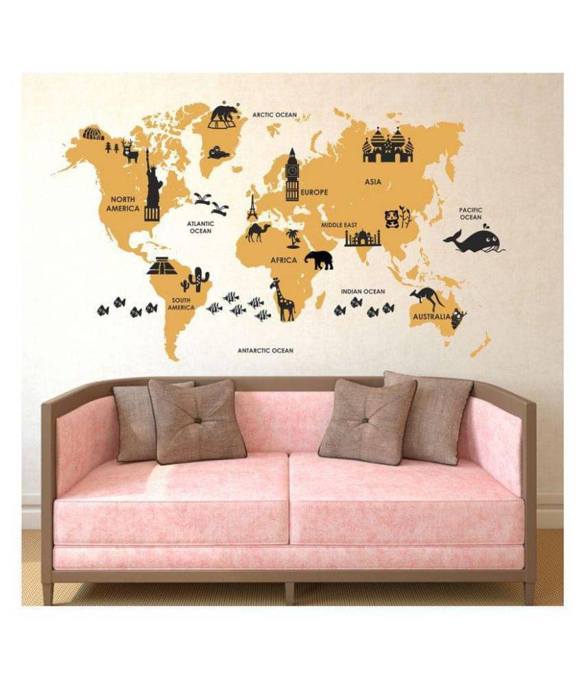     			Wallzone Kids Map Abstract Sticker ( 70 x 110 cms )