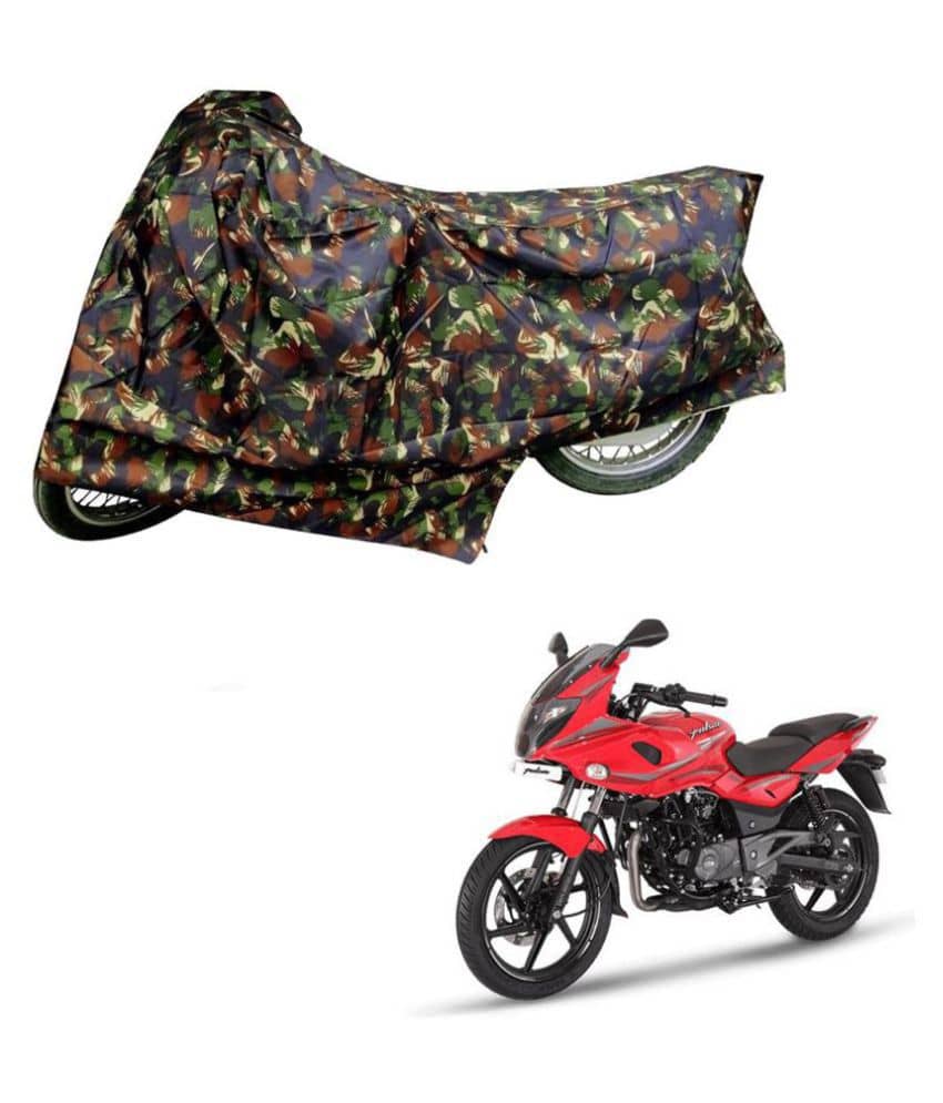 AutoRetail Dust Proof Two Wheeler Polyster Cover for Bajaj Pulsar 220 F (Mirror Pocket, Jungle Color)