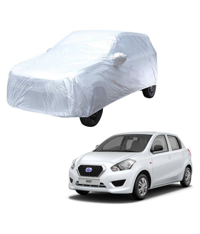 Autoretail Silver Color Dust Proof Car Body Polyster Cover With Mirror Pocket Polyster For Datsun Go