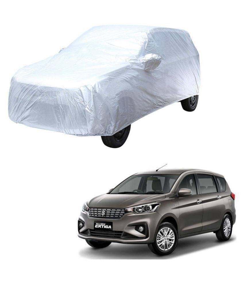 Autoretail Silver Color Dust Proof Car Body Polyster Cover With Mirror Pocket Polyster For Maruti Suzuki Ertiga Autoretail Silver Color Dust Proof Car Body Polyster Cover With Mirror Pocket Polyster For Maruti Suzuki Ertiga