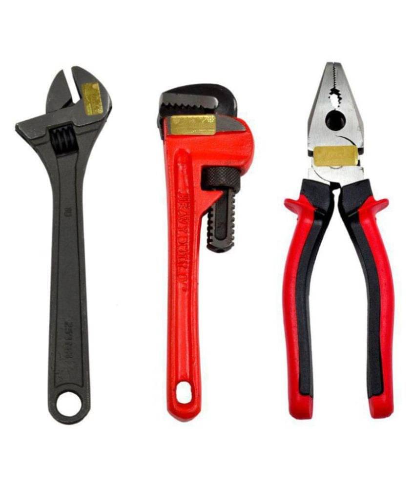     			GLOBUS HAND TOOL SET/3 PCS ( PLIER, ADJUSTABLE WRENCH 10", BLACK AND 8" HEAVY DUTY PIPE WRENCH)