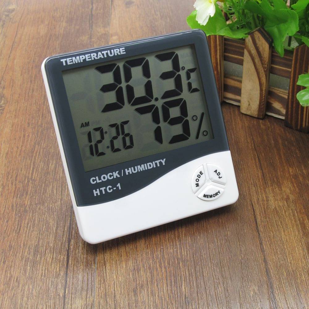 AC Atoms™ Htc-1 Digital Hygrometer Thermometer Humidity Meter With Clock     			AC Atoms™ Htc-1 Digital Hygrometer Thermometer Humidity Meter With Clock