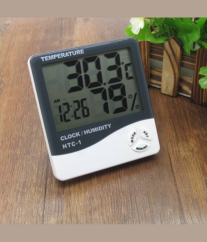 AC Atoms™ Htc-1 Digital Hygrometer Thermometer Humidity Meter With Clock - Stationery | Buy online on ZillyBuy