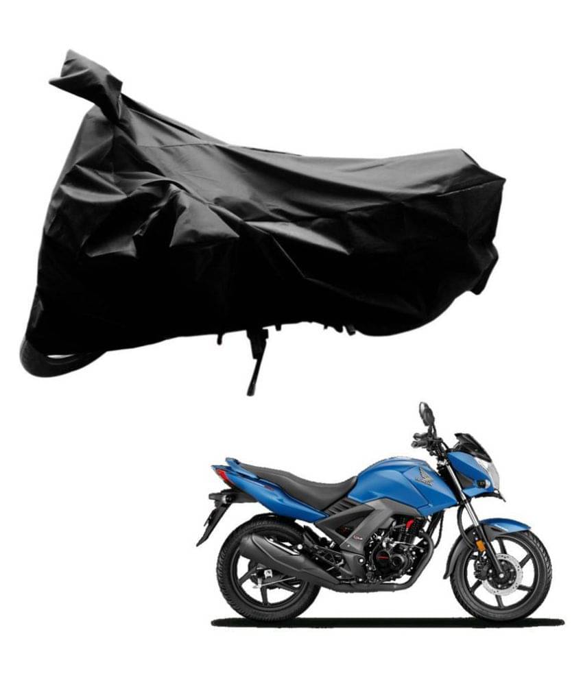     			AutoRetail Dust Proof Two Wheeler Polyster Cover for Honda CB Unicorn 160 (Mirror Pocket, Black Color)