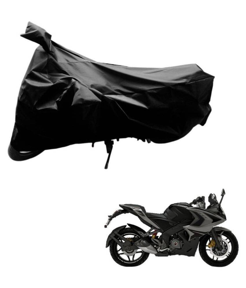 AutoRetail Dust Proof Two Wheeler Polyster Cover for Bajaj Pulsar RS 200 STD (Mirror Pocket, Black Color) AutoRetail Dust Proof Two Wheeler Polyster Cover for Bajaj Pulsar RS 200 STD (Mirror Pocket, Black Color)