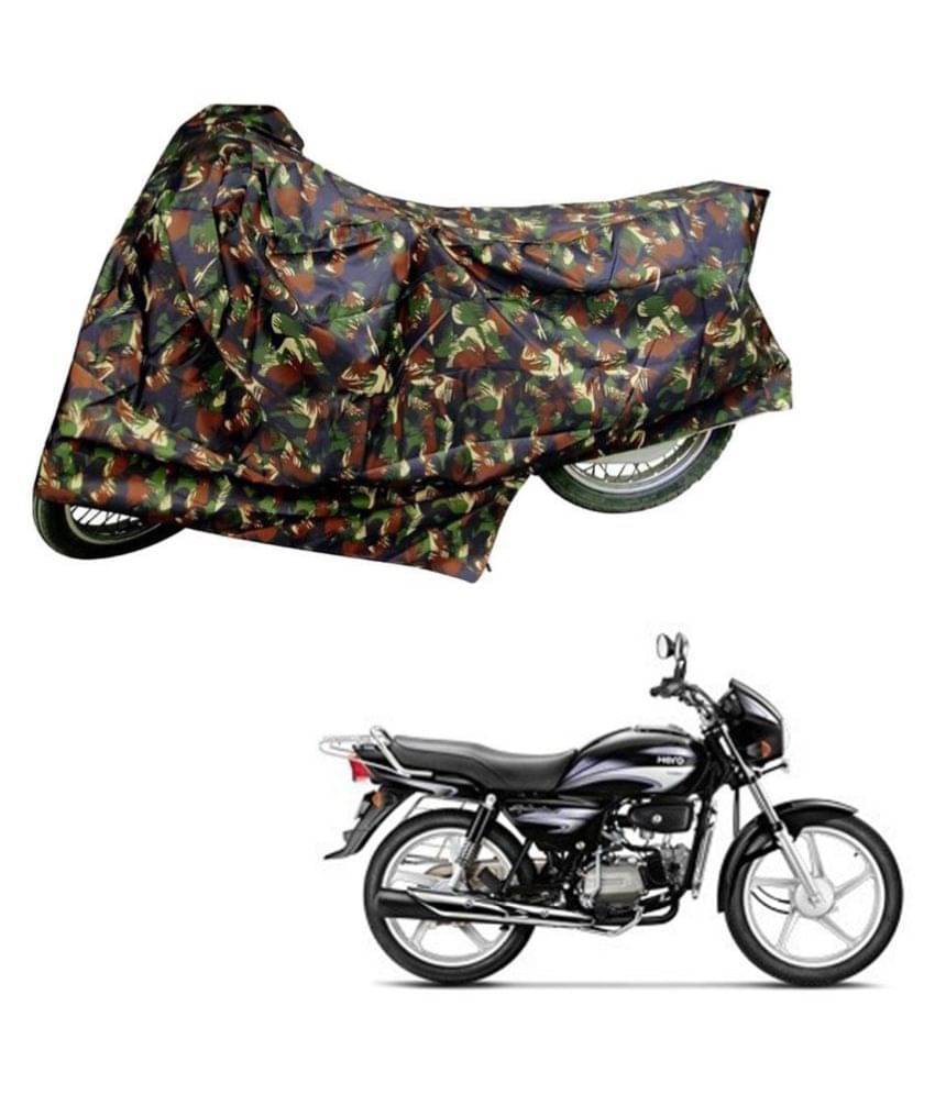     			AutoRetail Dust Proof Two Wheeler Polyster Cover for Hero Splendor Plus (Mirror Pocket, Jungle Color)