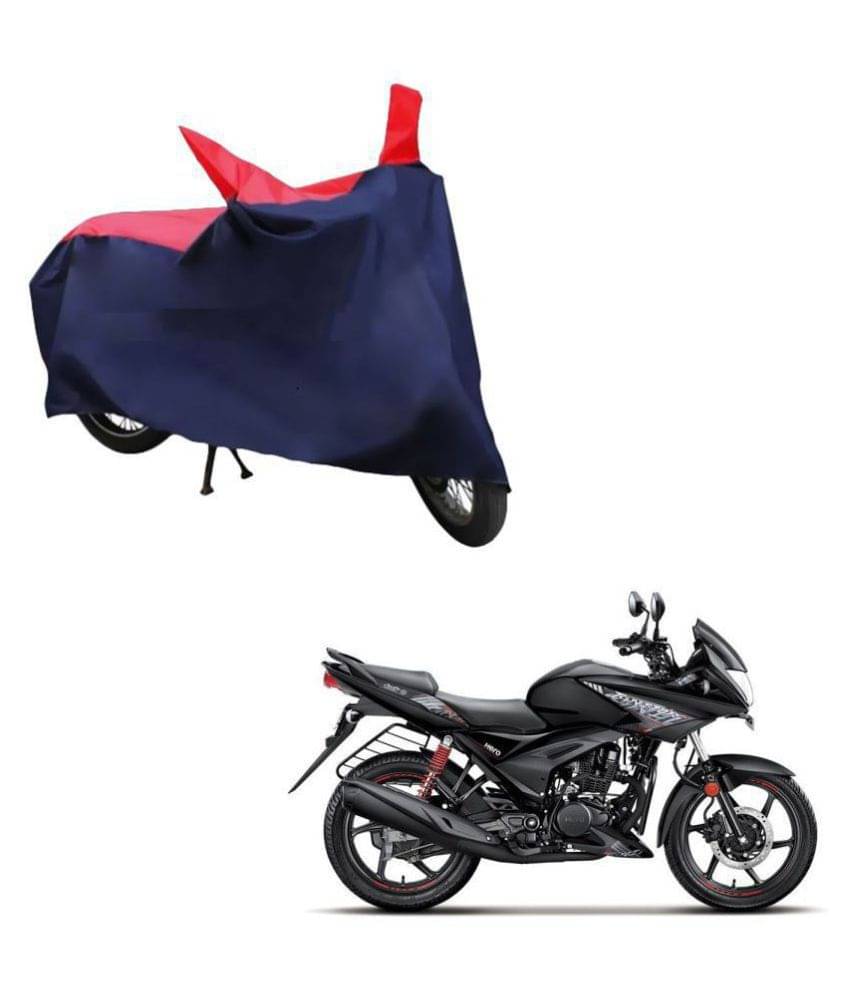 AutoRetail Dust Proof Two Wheeler Polyster Cover for Hero Ignitor (Mirror Pocket, Red and Blue Color)     			AutoRetail Dust Proof Two Wheeler Polyster Cover for Hero Ignitor (Mirror Pocket, Red and Blue Color)