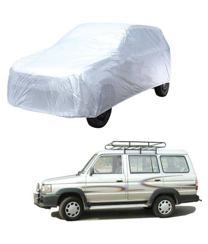 Autoretail Silver Color Dust Proof Car Body Polyster Cover Without Mirror Pocket Polyster For Toyota Qualis [2000-2002]