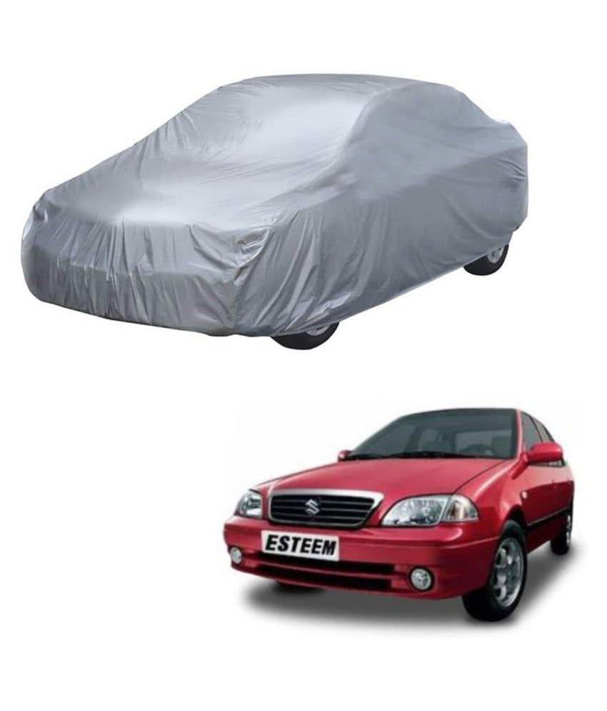 Autoretail Silver Color Car Cover Without Mirror Pocket Polyster For Maruti Suzuki Esteem