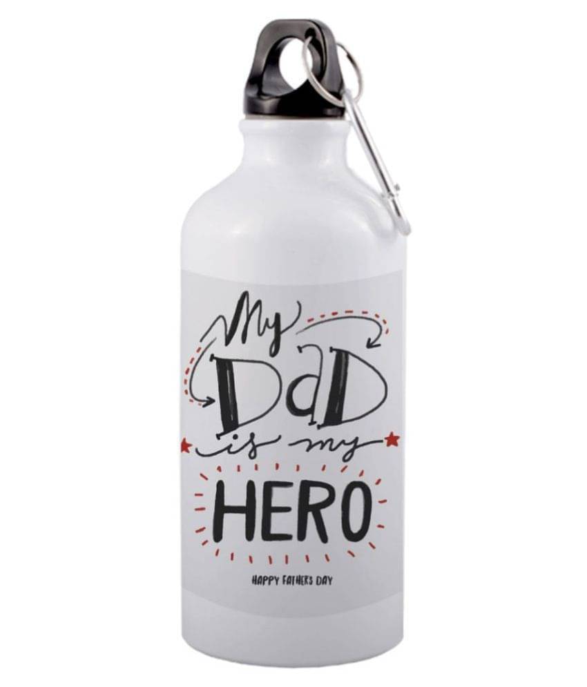     			COLOR YARD best my dad is my hero happy fathers day design White 600 mL Aluminum Water Bottle set of 1